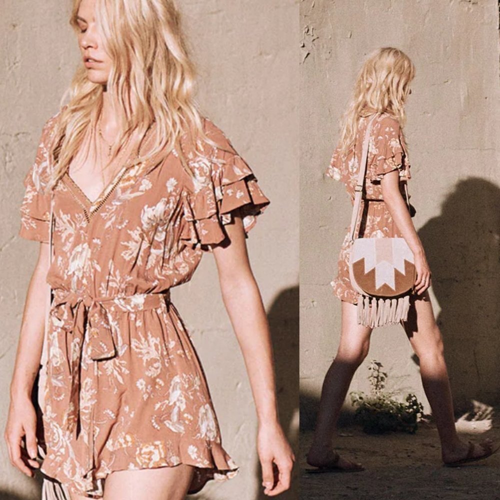 Spell & The Gypsy Collective Rosa Romper Playsuit Floral Bohemian‎ Size XS Boho